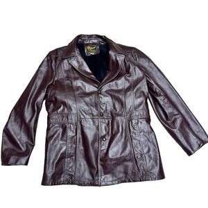 VTG Reed Sportswear‎ Leather Jacket Women Burgundy Reed Dolmans Sleeve 60s